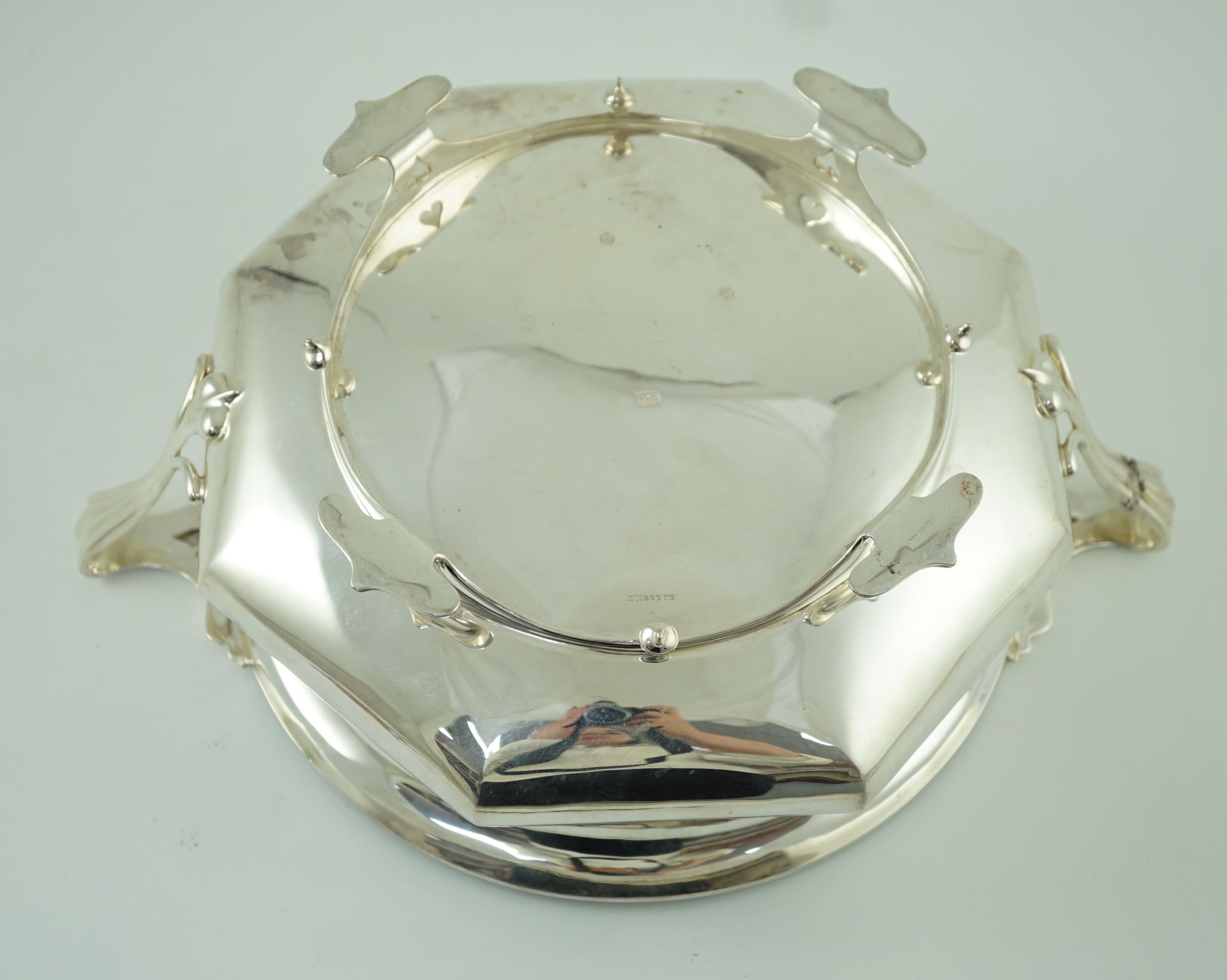 An Edwardian Art Nouveau Scottish silver two handled fruit bowl, by Hamilton & Inches